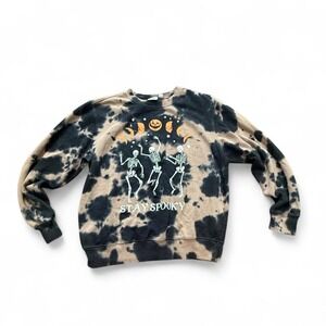 Mighty Fine Womens L Stay Spooky Skeletonee Tie Dye Halloween Sweatshirt